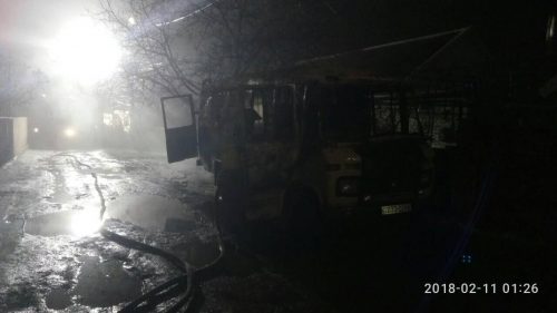 Сгорела маршрутка в Бердянске