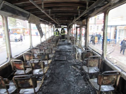 В Запорожье сгорел трамвай