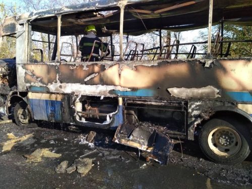 В Днепропетровской области сгорел рейсовый автобус