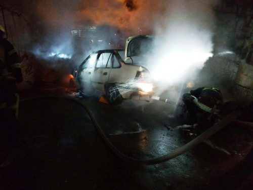 В Запорожье сгорел автомобиль Daewoo