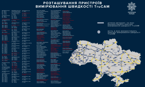 Карта размещения TruCAM на территории Украины