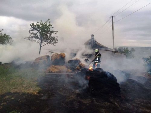 В селе Смирново, под Пологами, пожарные ликвидировали масштабный пожар - горели скирды соломы