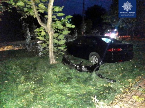 В Запорожье машина с пьяным водителем врезалась в дерево