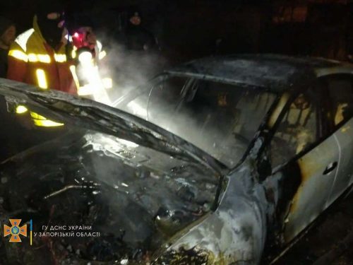 Ночью в Запорожье сгорел автомобиль Renault Megan