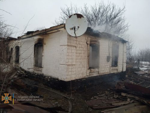 В Рождественке под Запорожьем сгорел дом вместе с хозяином