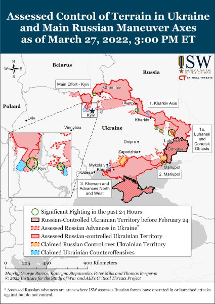 Карта военных действий в Украине на 27.03.2022