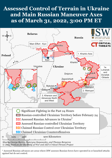 Карта войны в Украине на 31.03.2022