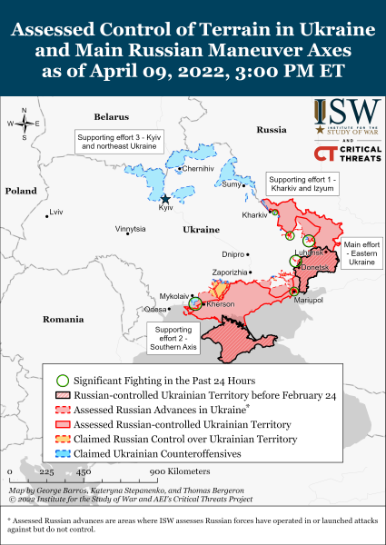 Карта войны в Украине на вечер 09.04.2022