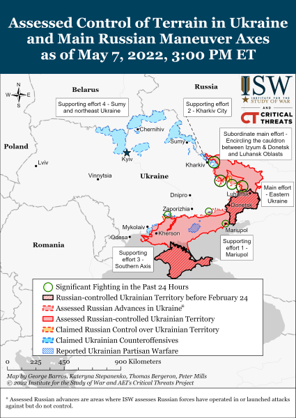 Карта войны в Украине на вечер 07.05.2022