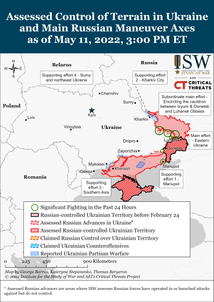 Карта войны в Украине на вечер 11 мая 2022
