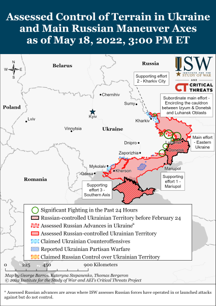 Карта войны в Украине на вечер 18 мая