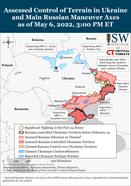 Карта войны в Украине на вечер 6 мая