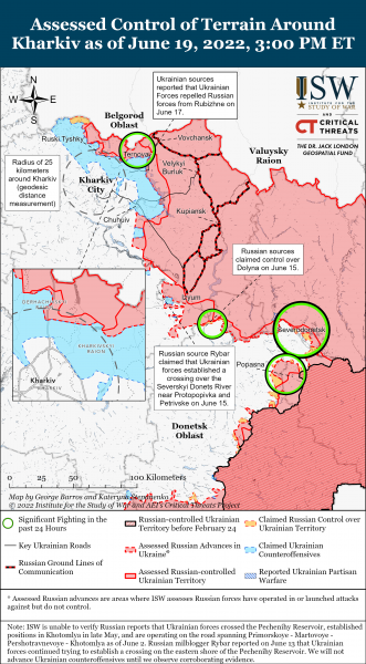 Карта боев в Харьковской области на 19.06.2022