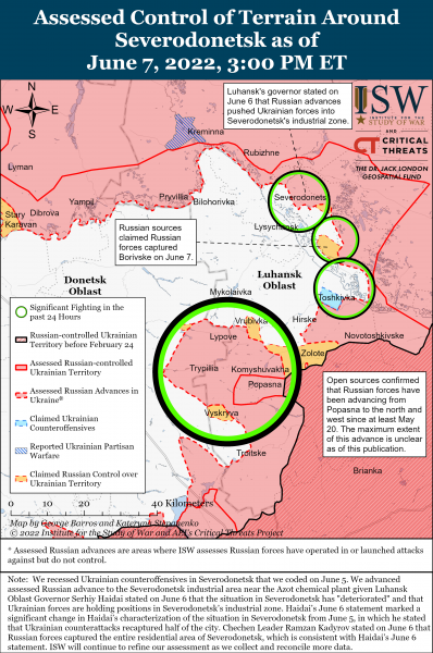 Карта обороны Северодонецка 07.06.2022
