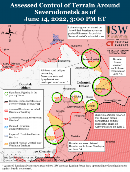 Карта обороны Северодонецка 14 июня 2022