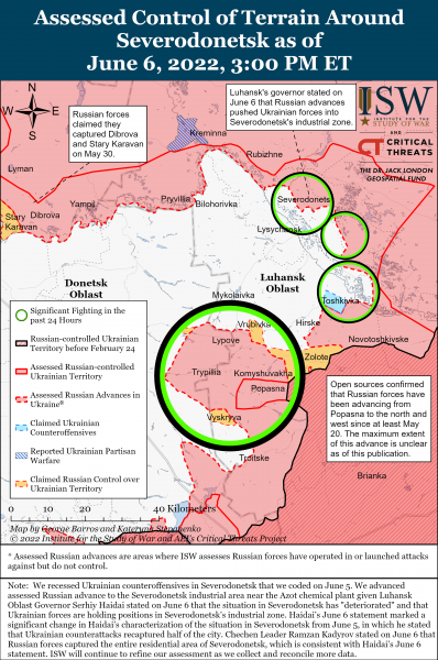 Карта обороны Северодонецка 6 июня