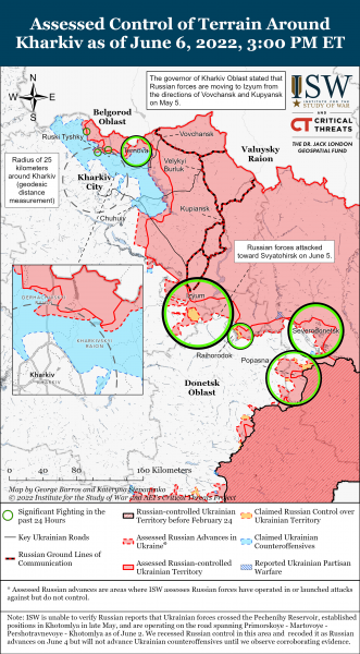 Карта войны Харьков, Северодонецк. 6 июня 2022
