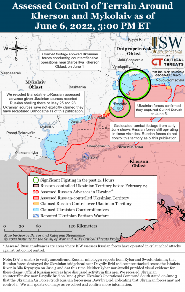 Карта войны на Херсонщине Давыдов Брод, Большая Александровка 6 июня