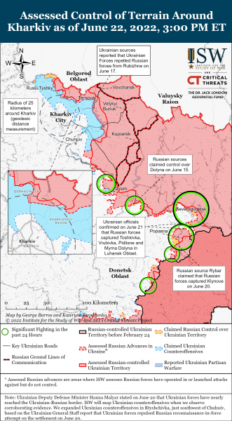 Карта войны под Харьковом 22 июня 2022 г.
