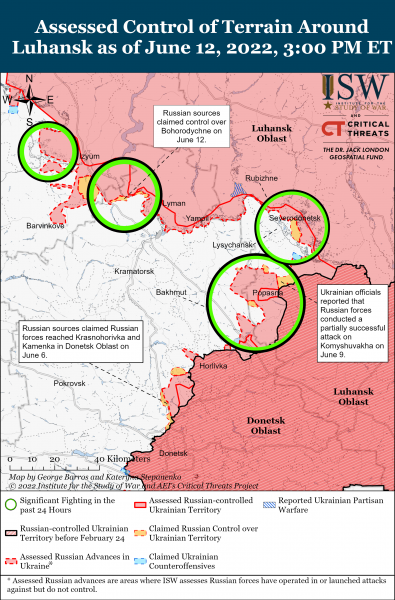 Карта войны в Донецкой и Луганской области 12.06.2022