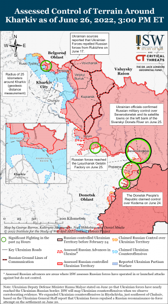 Карта войны в Харьковской области 26.06.2022г.