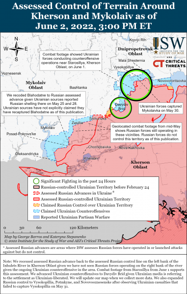 Карта войны в Херсонской и Николаевской областях 2 июня