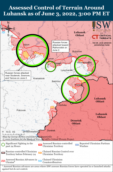 Карта войны в Луганской и Донецкой областях на 3 июня