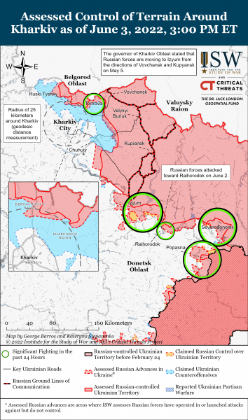 Карта войны в Луганской и Харьковской областях на 3 июня