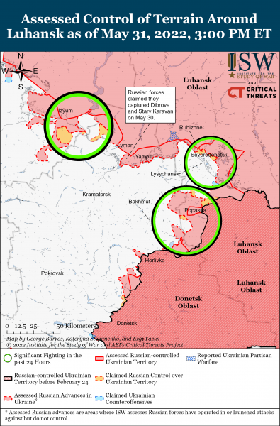 Карта войны в Луганской области 31 мая