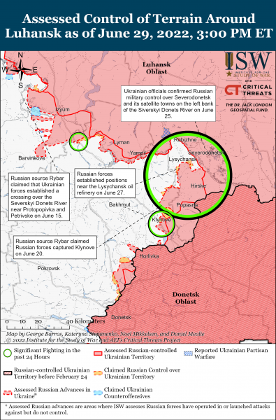 Война в Луганской и Донецкой областях 29 июня 2022г.