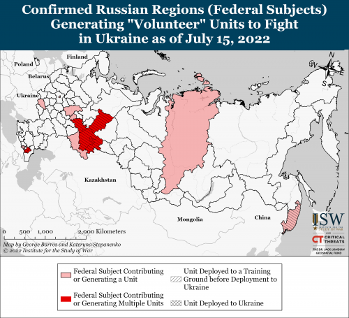 Карта мобилизации в РФ 18.07.2022