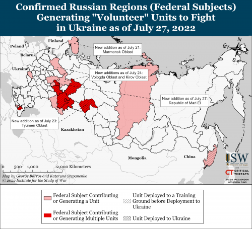 Карта мобилизации в россии на 27.07.2022