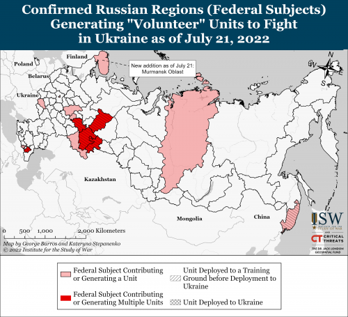 Карта российской мобилизации 21.07.2022