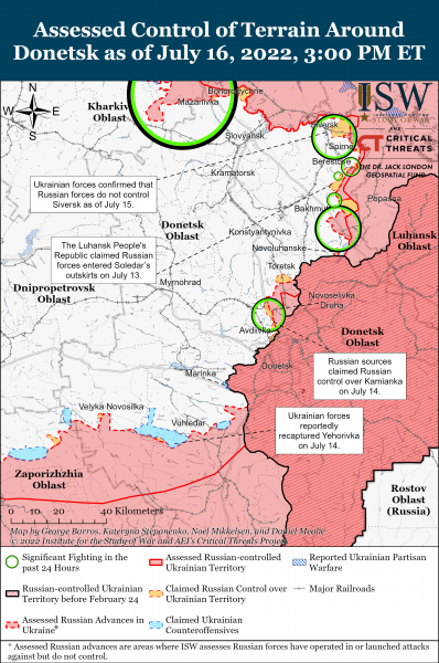 Карта войны на Донбассе 16 июля