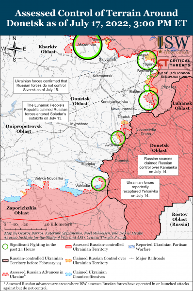 Карта войны на Донбассе 17.07.2022