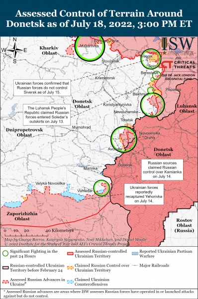 Карта войны на Донбассе 18.07.2022
