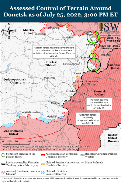 Карта войны на Донбассе 25.07.2022г.