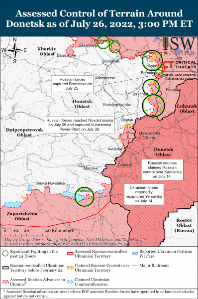 Карта войны на Донбассе 26.07.2022