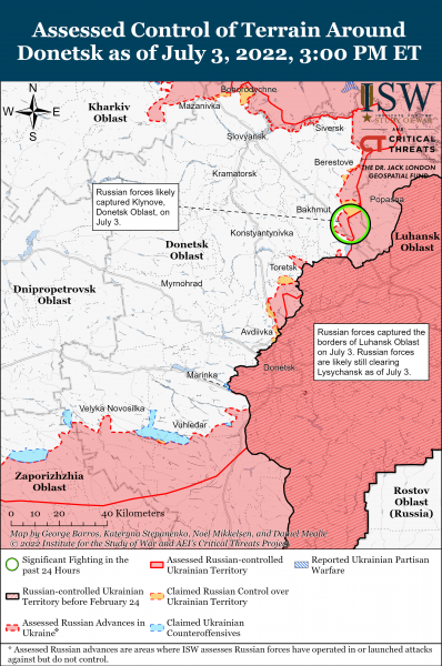 Карта войны в Донецкой области 3 июля 2022