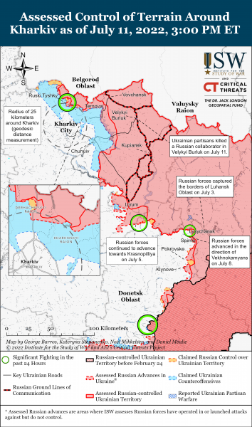 Карта войны в Харьковской области 11 июля 2022