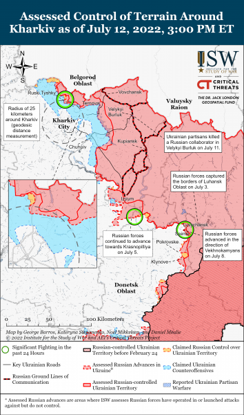 Карта войны в Харьковской области 12.07.2022