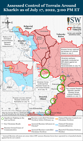 Карта войны в Харьковской области 17.07.2022