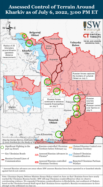 Карта войны в Харьковской области 6 июля 2022
