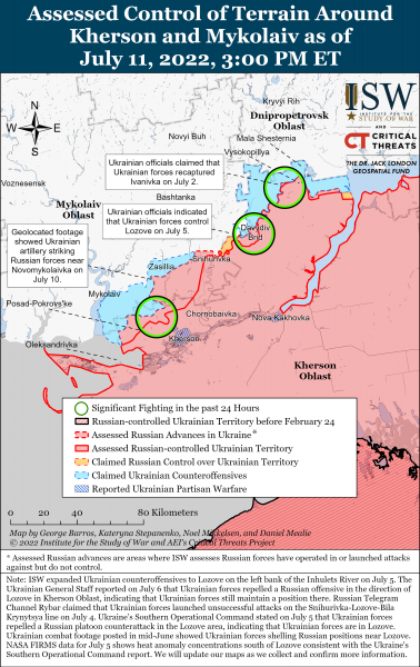 Карта войны в Херсонской области 11 июля 2022