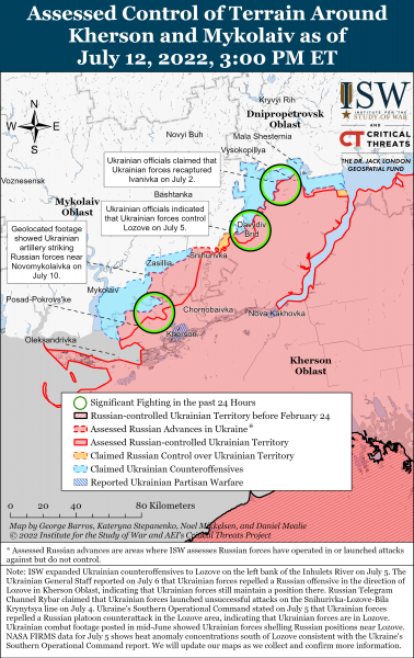 Карта войны в Херсонской области 12.07.2022