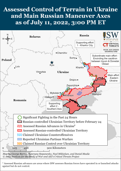 Карта войны в Украине 11 июля 2022