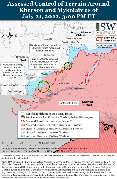 Карта войны в Херсонской области 21.07.2022