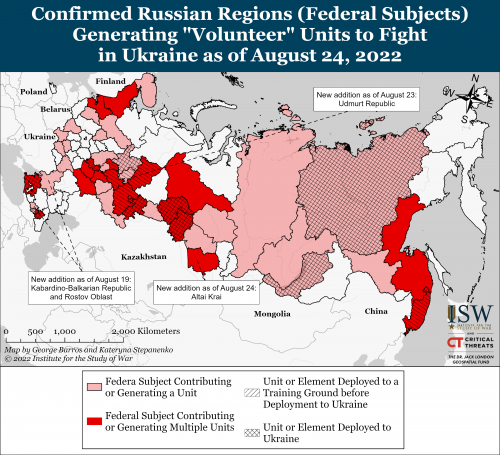 Карта мобилизации в России 24.08.2022