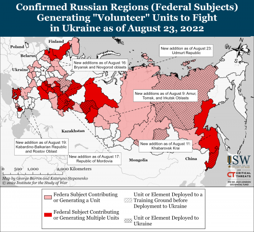 Карта мобилизации в России в захватническую армию путина 23.08.2022