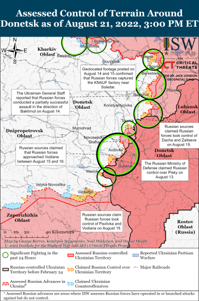 Карта войны на Донбассе 21.08.2022